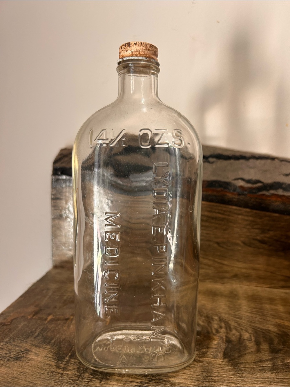 Antique Clear Glass Lydia E. Pinkham Medicine Bottle